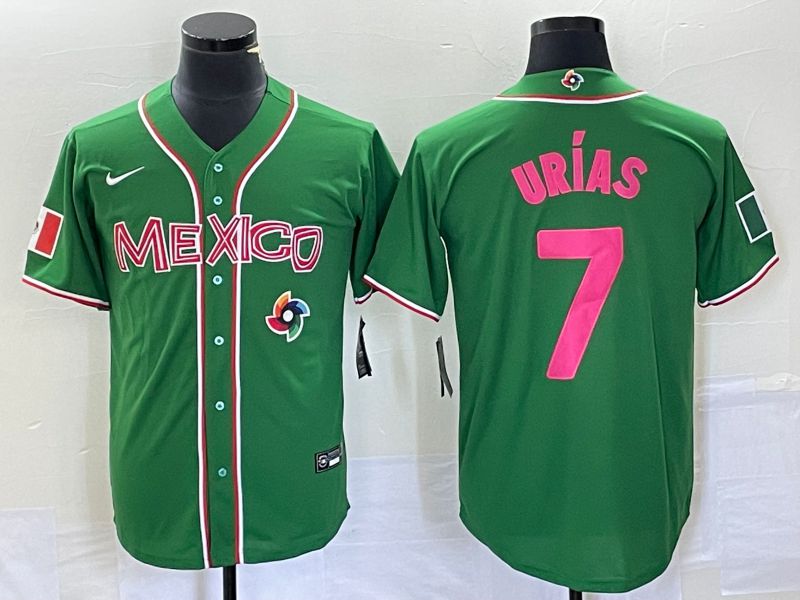 Men 2023 World Cub Mexico #7 Urias Green pink Nike MLB Jersey13->more jerseys->MLB Jersey